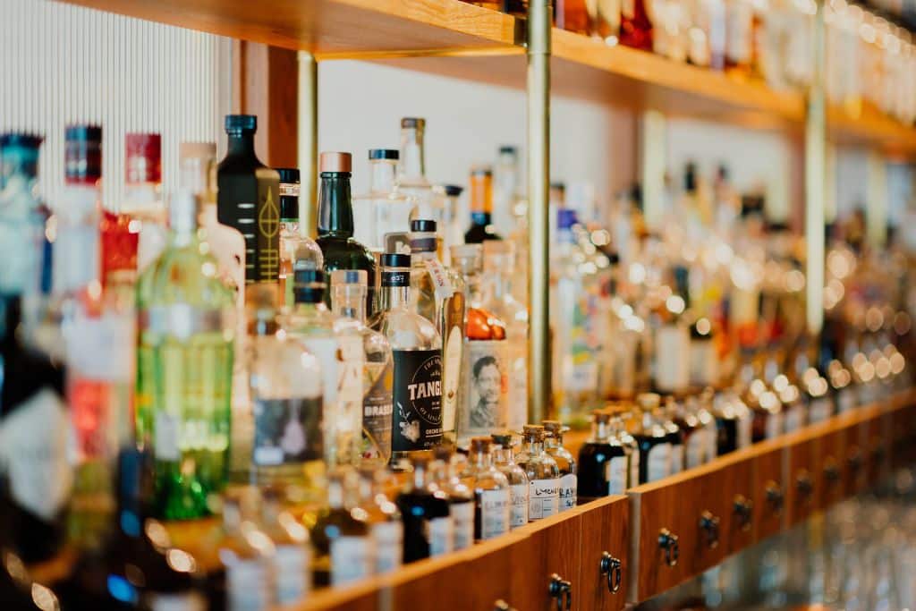 A bar of alcohol bottles - Which rehab