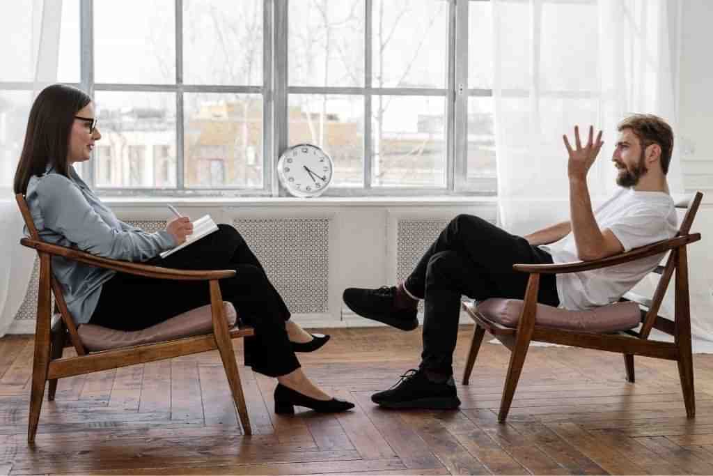 A man in a dialectal behavioural therapy session - Which Rehab